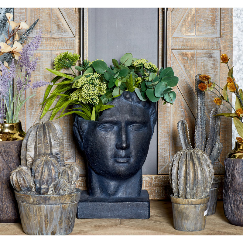 Cole & Grey Traditional Male Head Clay Statue Planter & Reviews Wayfair